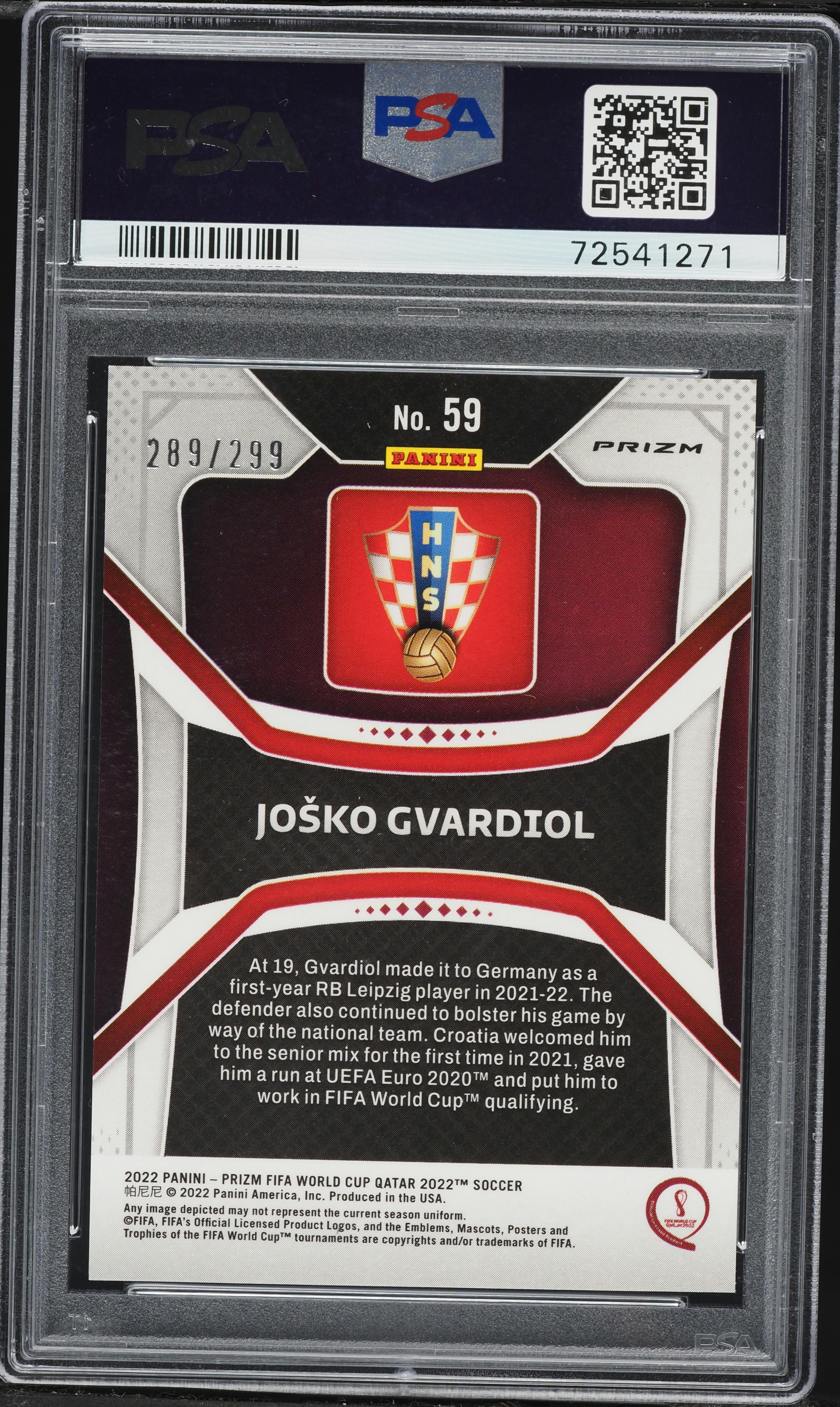 2022 Panini Prizm World Cup Qatar Blue Josko Gvardiol ROOKIE /299