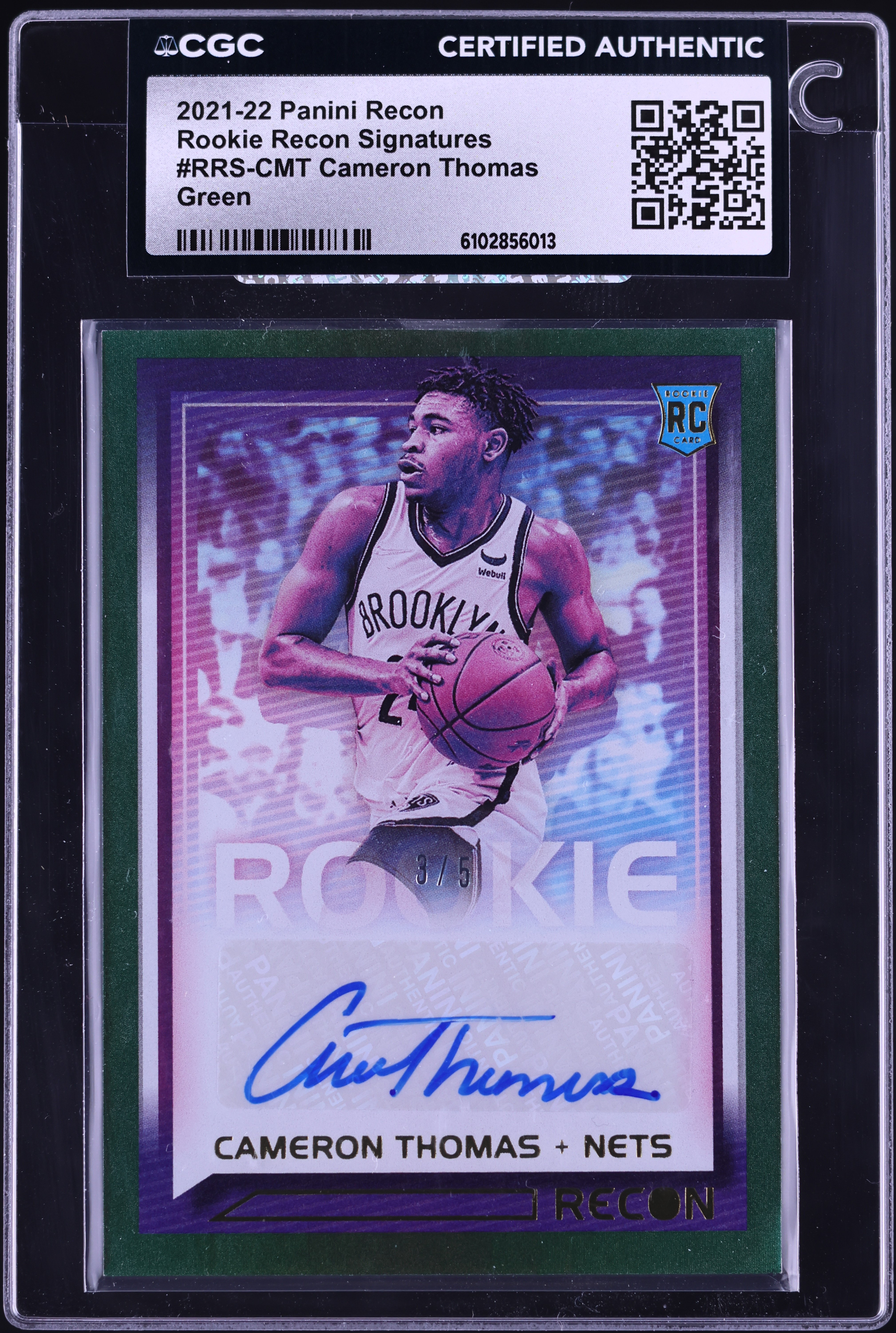 2021 Panini Recon Green Cameron Thomas ROOKIE AUTO /5 #RRS-CMT CGC