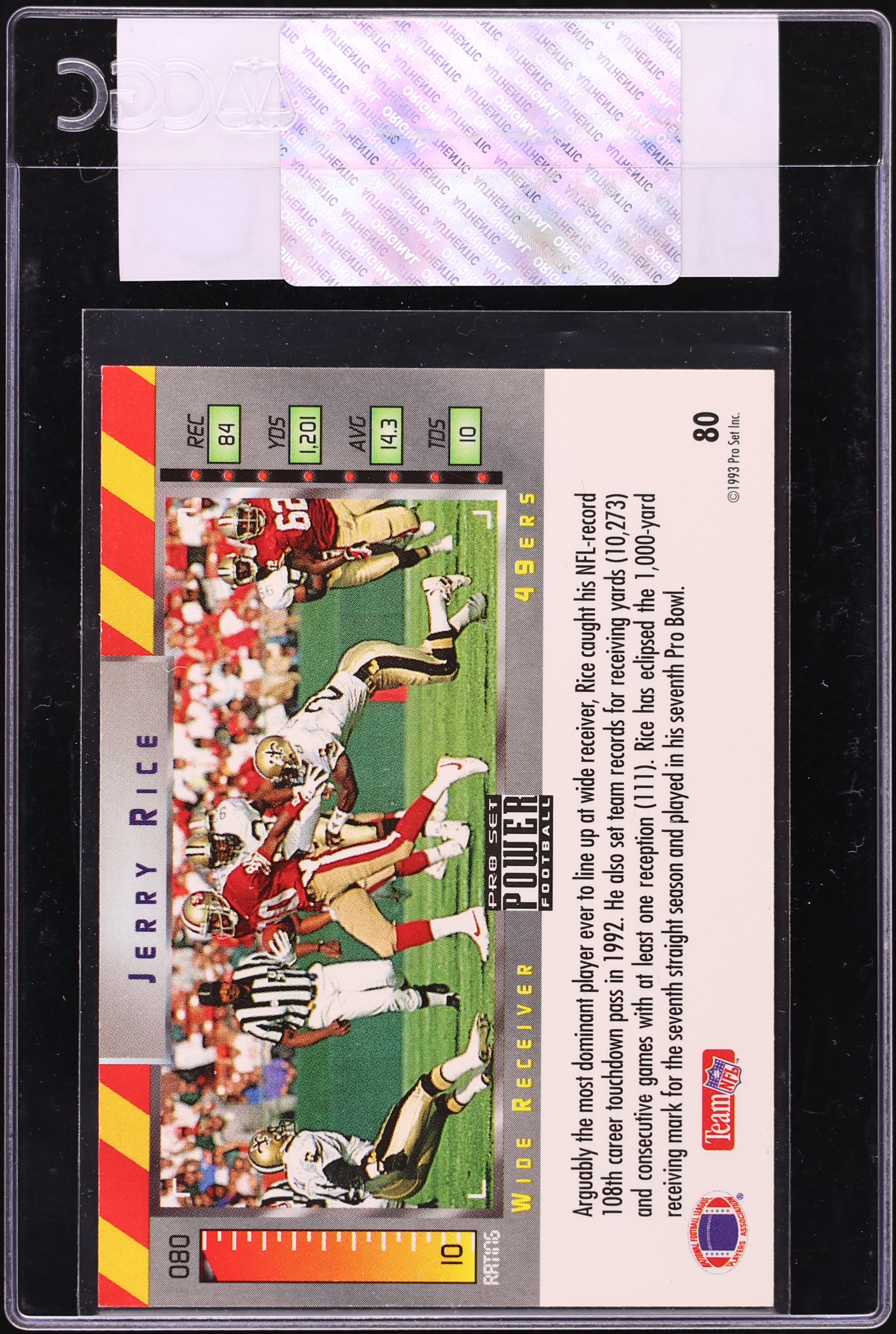 1993 Pro Set Power Football Jerry Rice #80 CGC AUTH on Fanatics