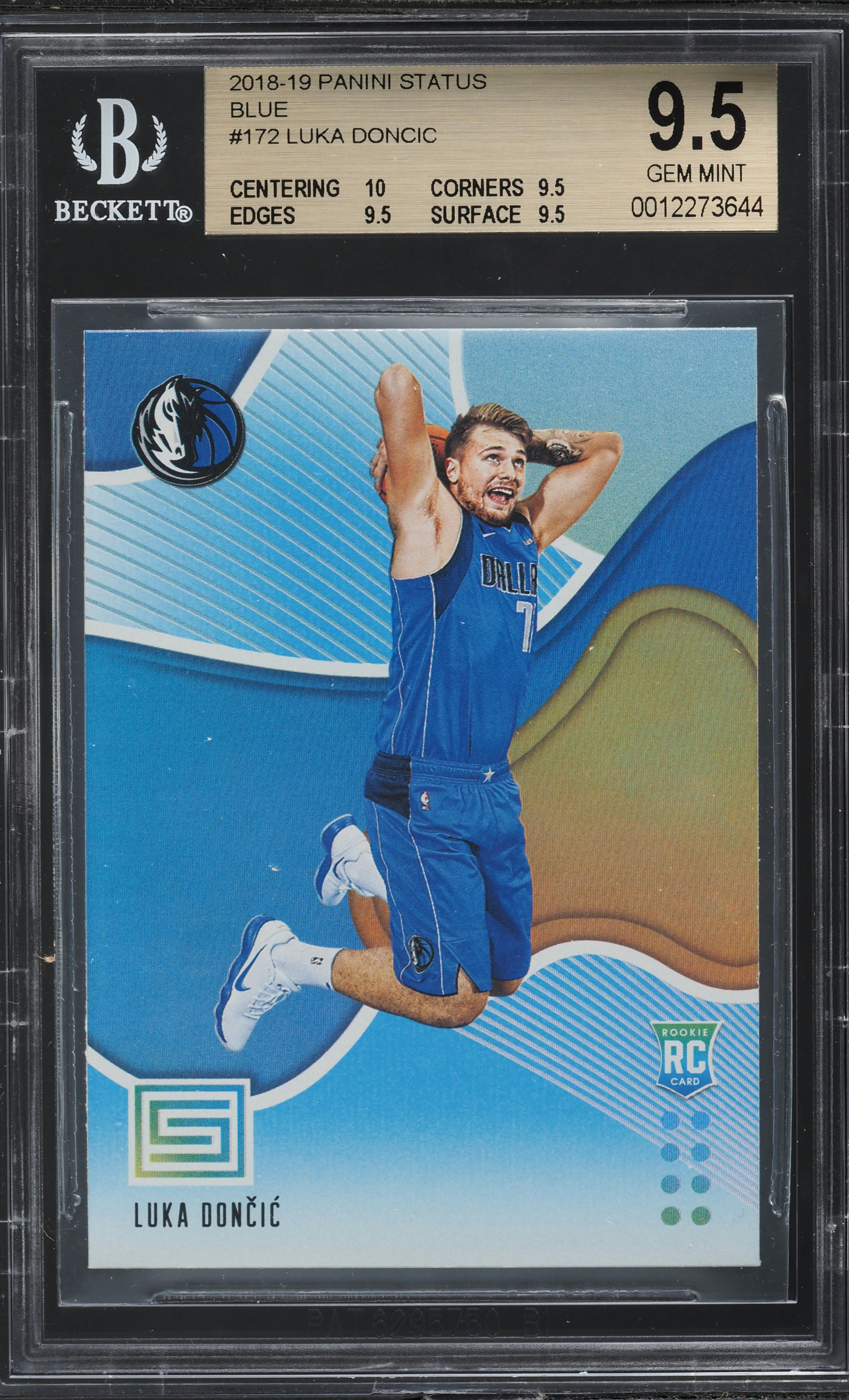 2018 Panini Status Blue Luka Doncic ROOKIE #172 BGS 9.5 GEM MINT