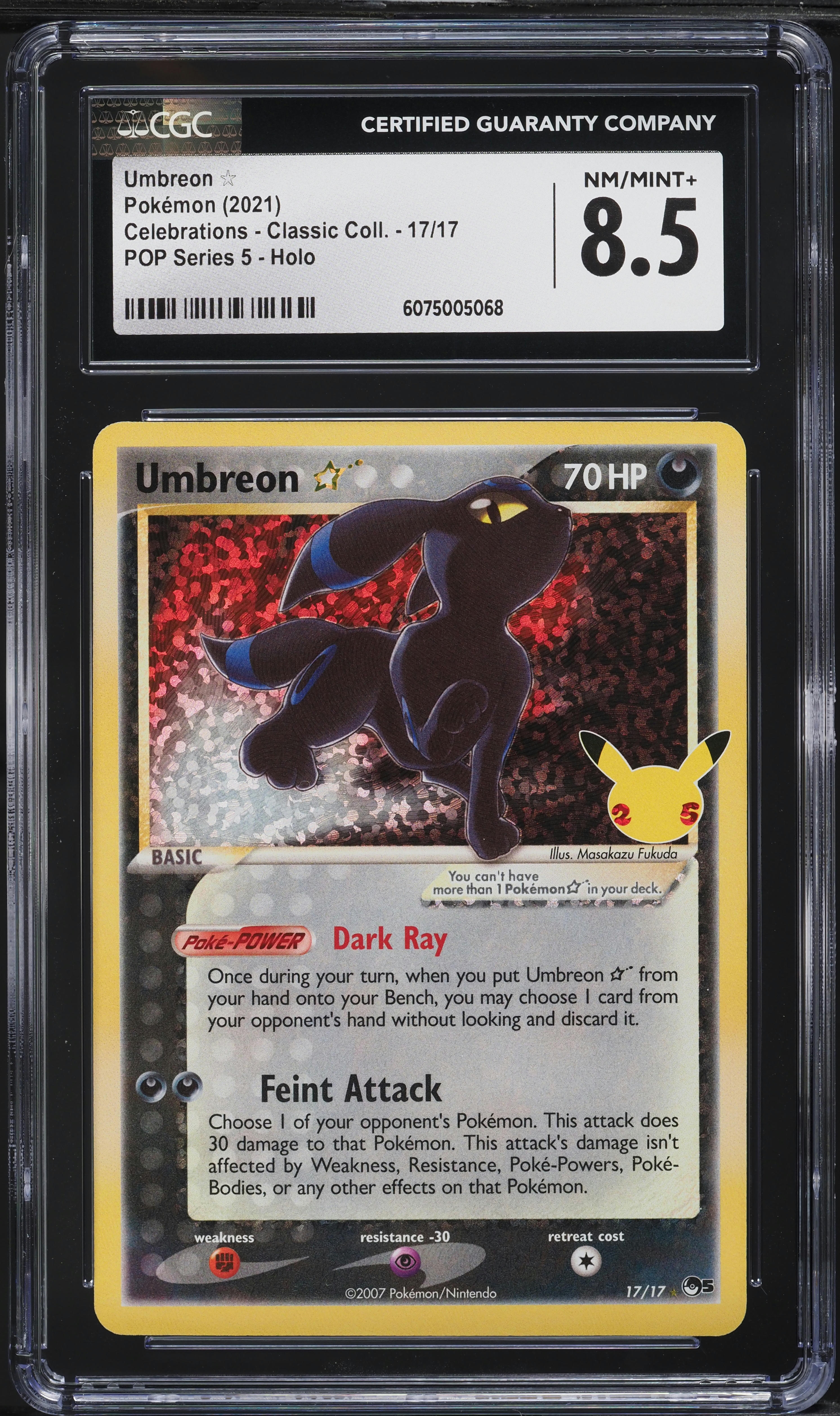 2021 Pokemon SWSH Celebrations Classic Holo Umbreon Gold Star #17