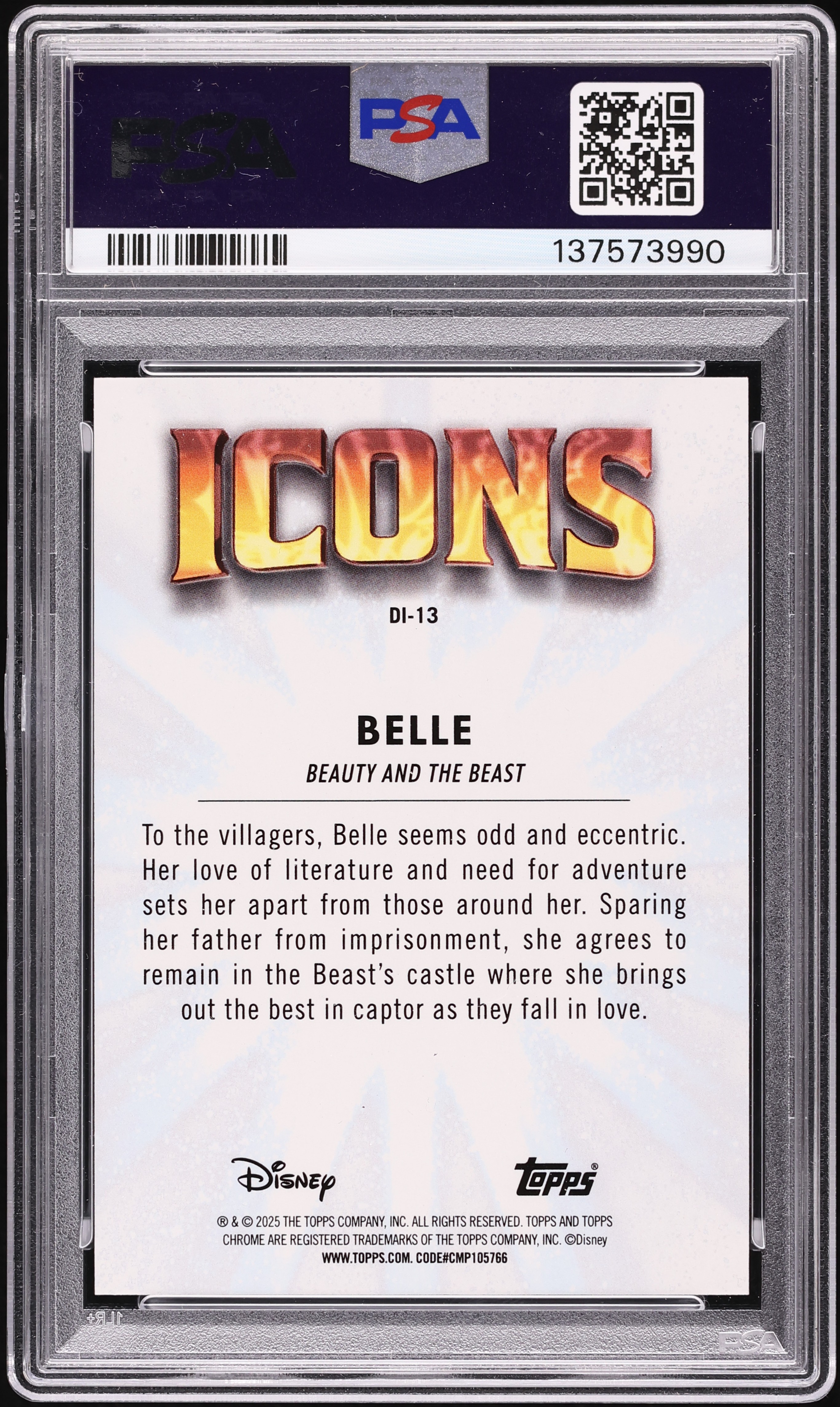 2025 Topps Chrome Disney Icons Red Refractor Belle /5 #13 PSA 10