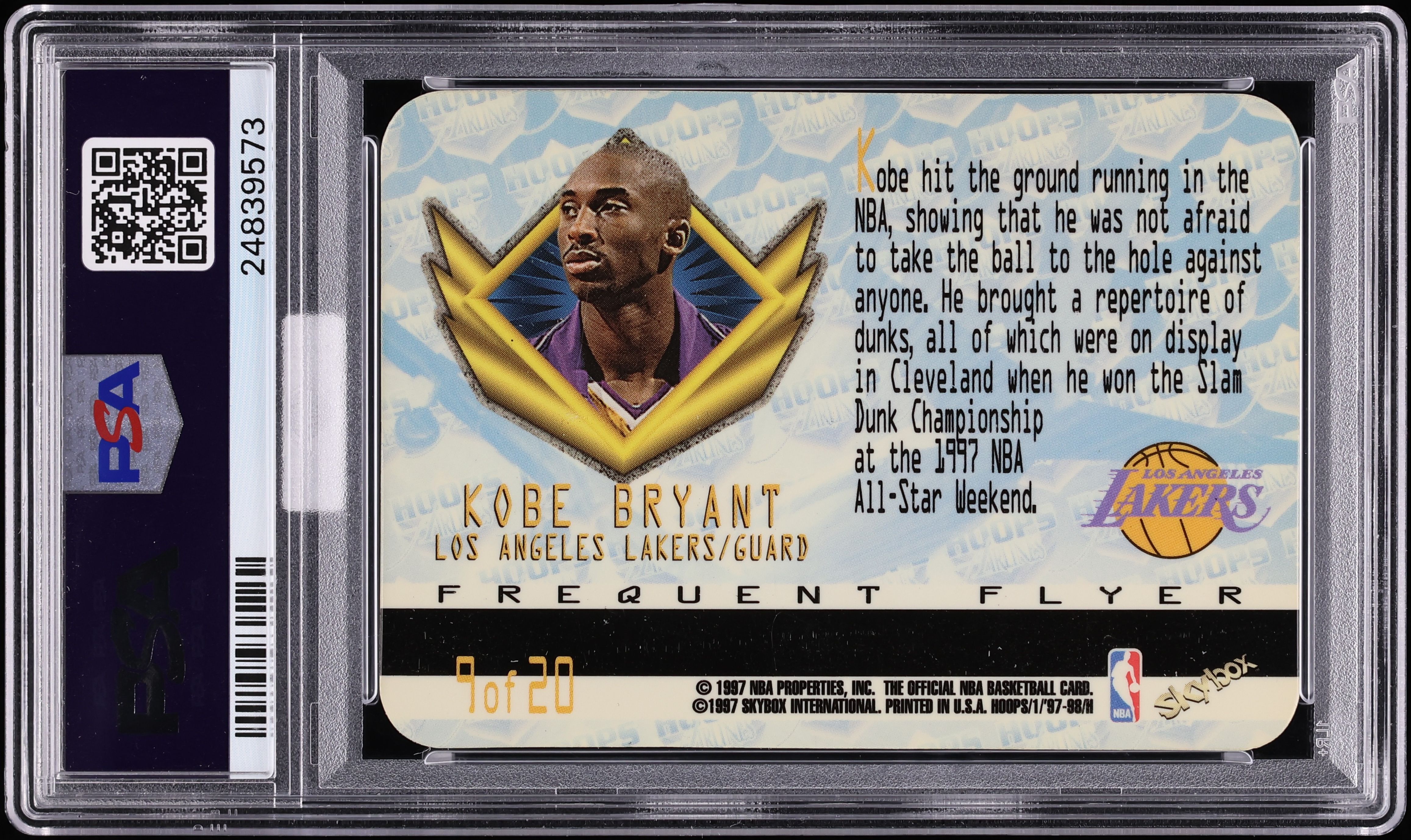 1997 Hoops Frequent Flyer Club Upgrade Kobe Bryant #9 MBA PSA 10