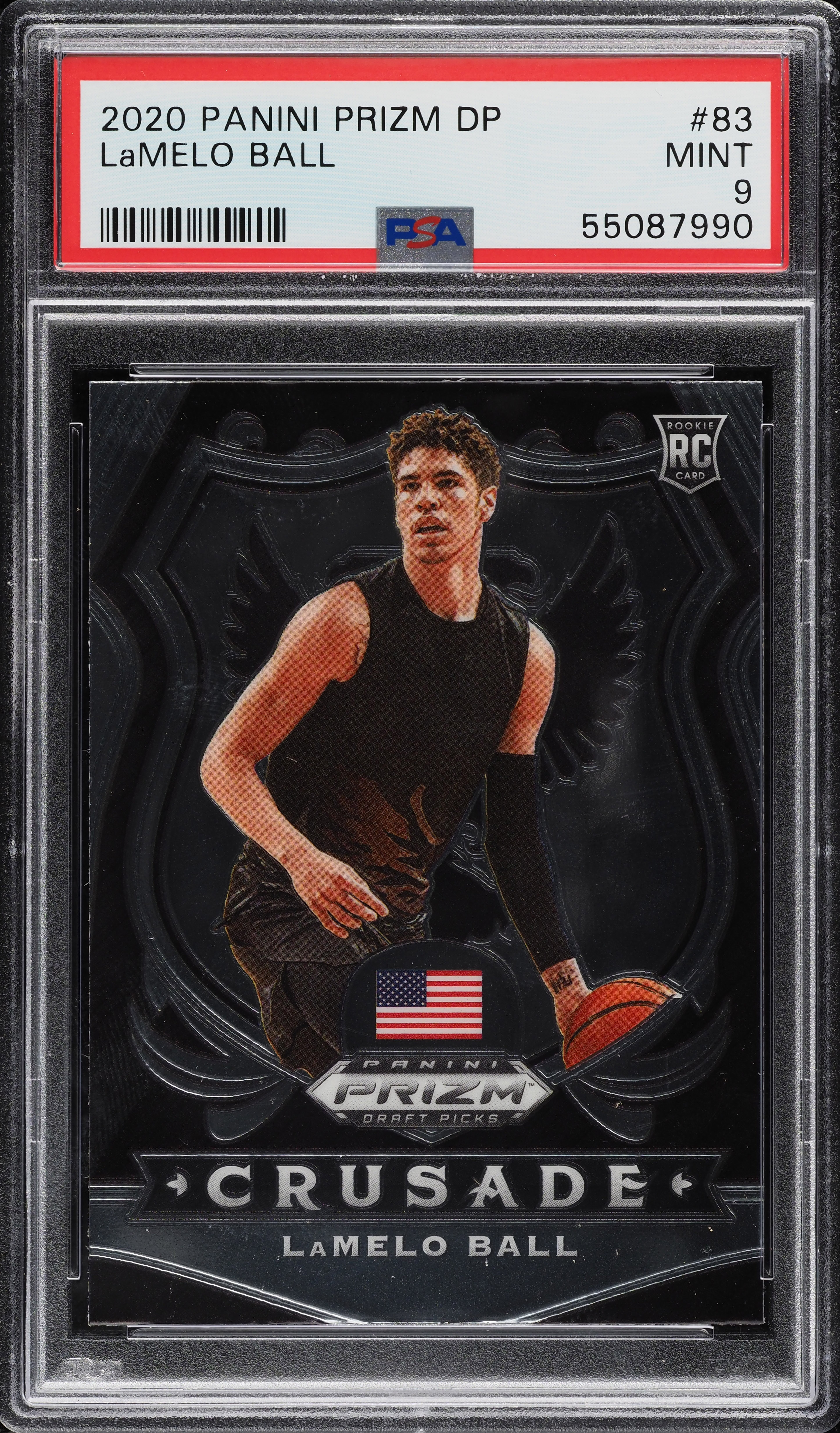 2020 Panini Prizm Draft Picks Crusade LaMelo Ball ROOKIE #83 PSA 9