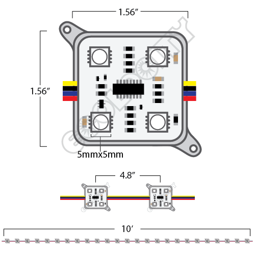 25 Digital 4 Chip RGB LED Modules, DMX Decoder and 60W 12V PS