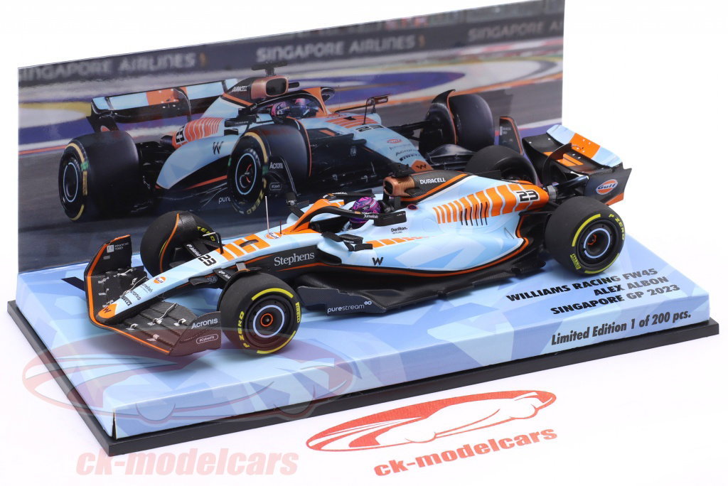Minichamps 1:43 A. Albon Williams FW45 Gulf Design #23 Singapore