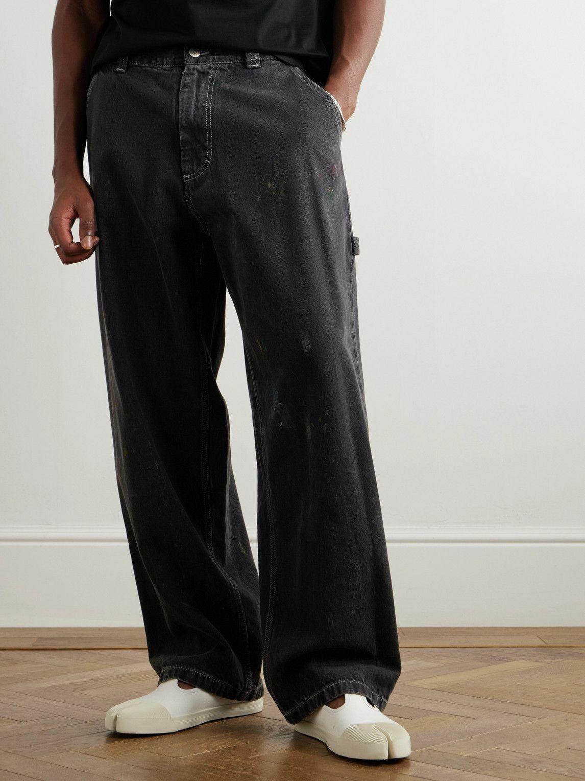 Maison Margiela - Wide-Leg Paint-Splattered Jeans - Black Maison