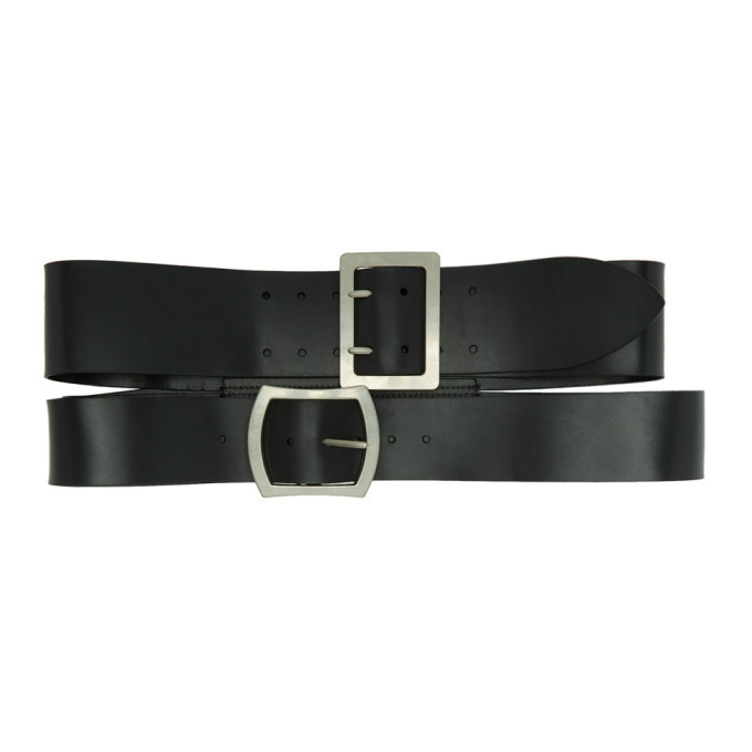 Ann Demeulemeester Black Elbamatt Double Corset Belt Ann