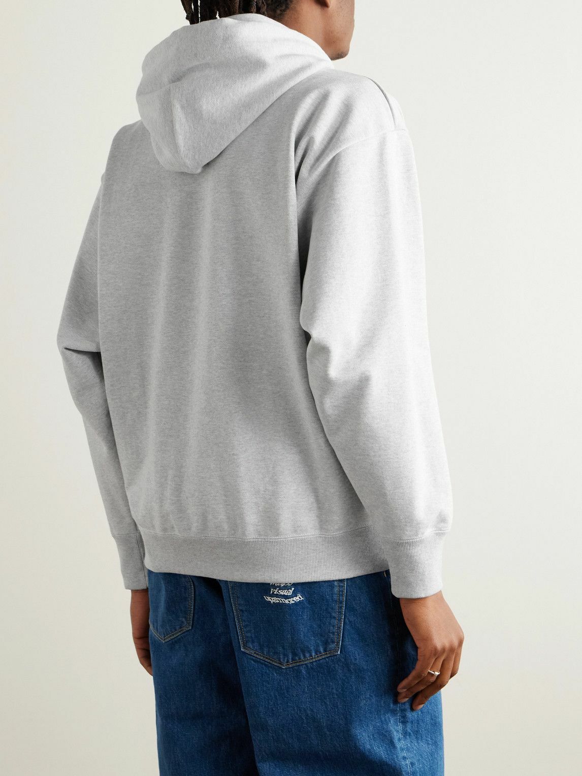 WTAPS - Academy Logo-Print Appliquéd Cotton-Jersey Hoodie - Gray WTAPS