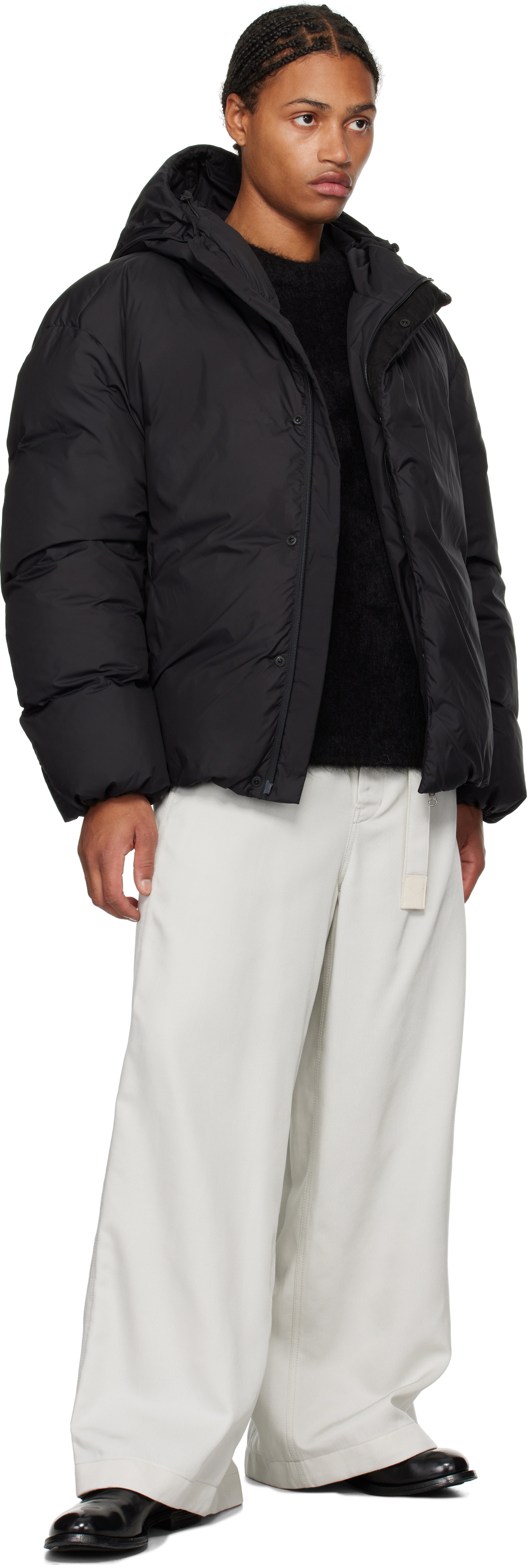 AMOMENTO Black Hooded Down Puffer Jacket AMOMENTO