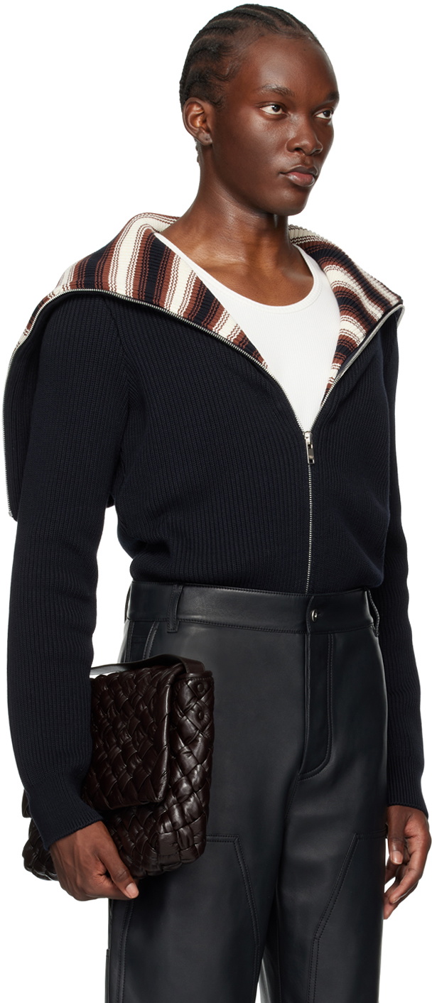 Bottega Veneta Navy Sailor Collar Cardigan Bottega Veneta