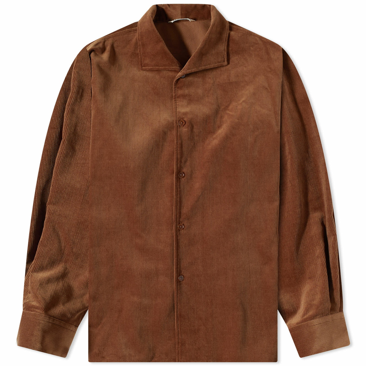 Auralee Men's Finx Corduroy Shirts in Red/Brown Auralee