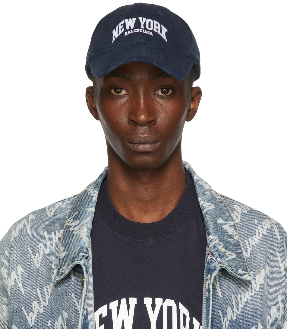 Balenciaga Navy 'New York' Cap Balenciaga