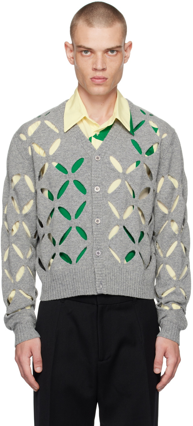 Stefan Cooke Gray Slashed Cardigan Stefan Cooke