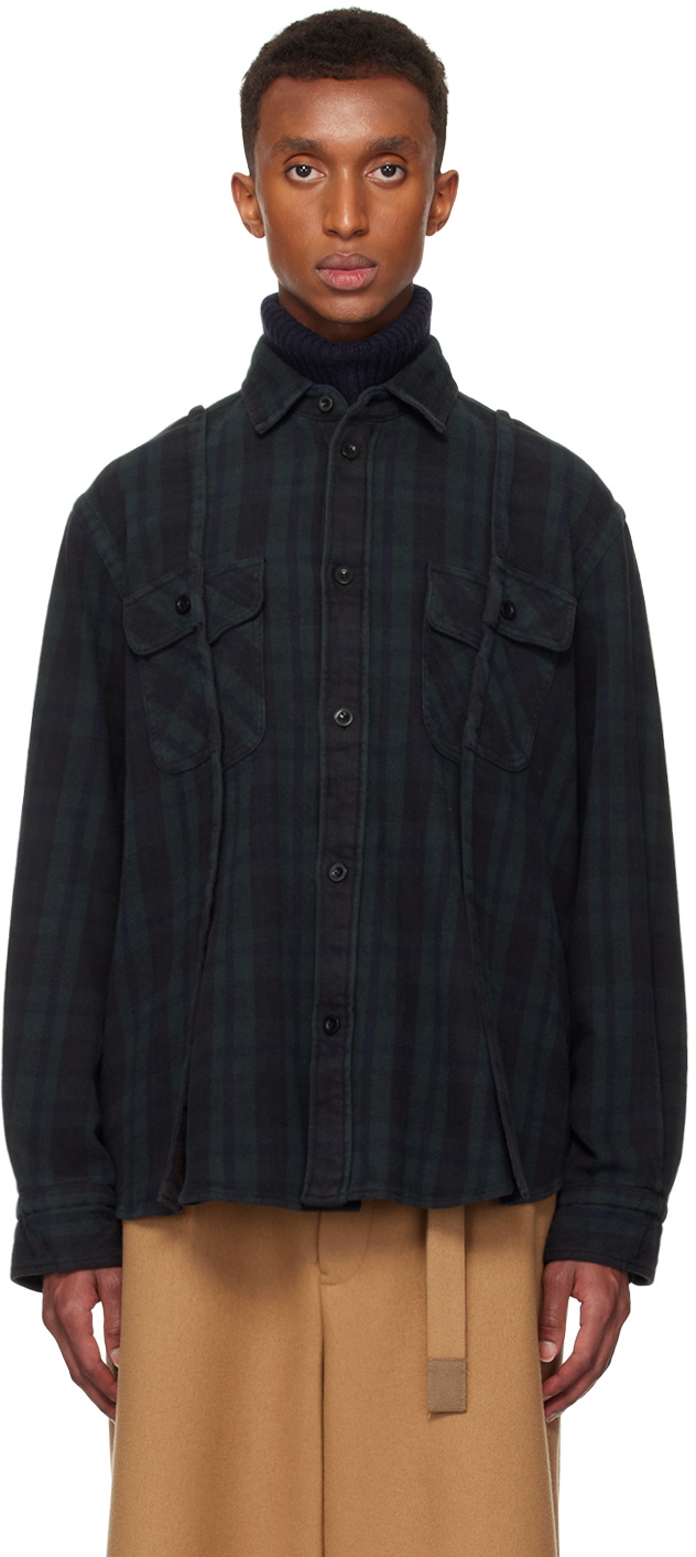 sacai Black & Green Plaid Shirt Sacai