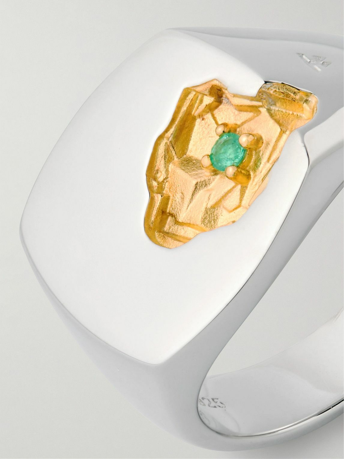 Tom Wood - Mined Gold-Plated and Silver Emerald Signet Ring