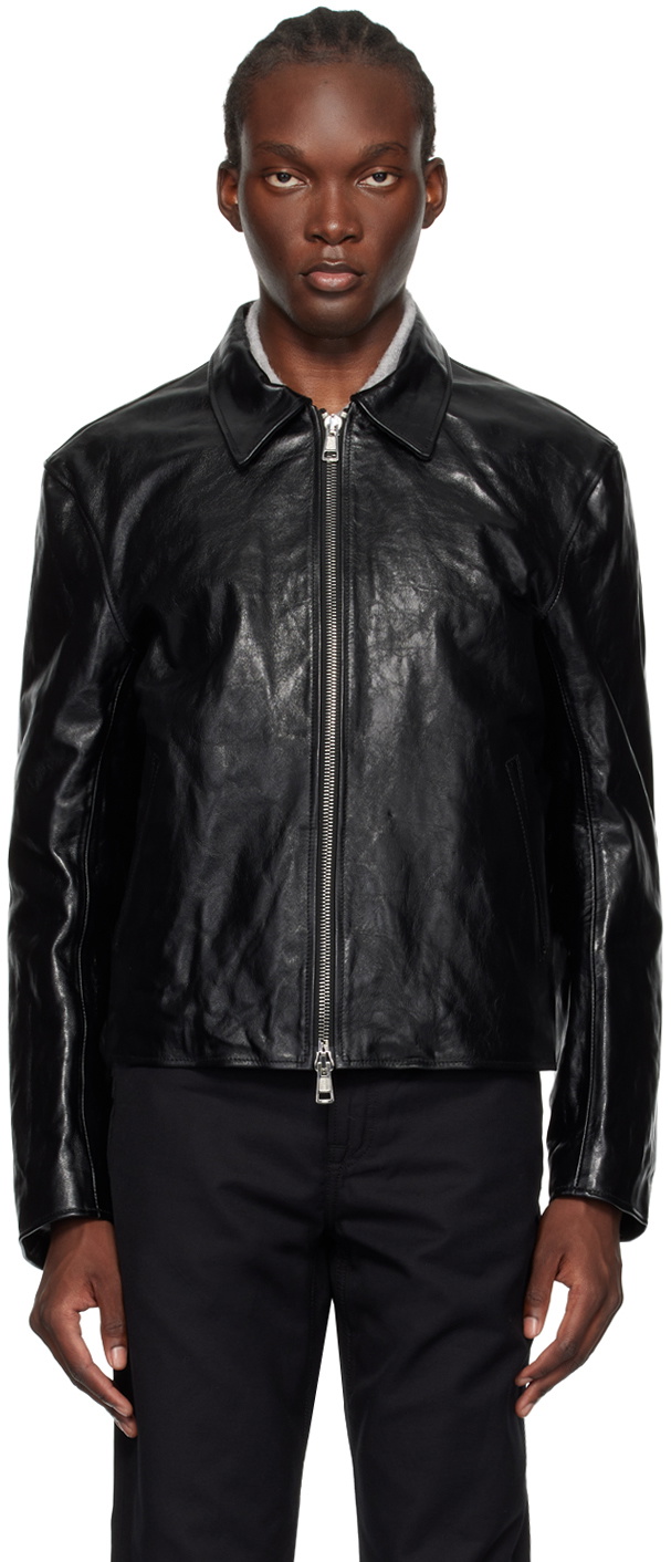 OUR LEGACY Black Mini Leather Jacket Our Legacy