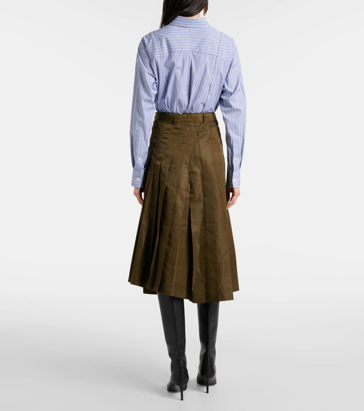 Sacai Pleated twill midi skirt Sacai