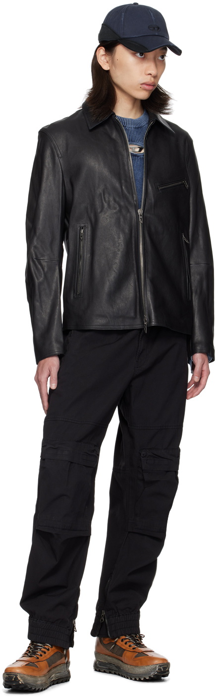 Diesel Black L-Korn-A Leather Jacket Diesel