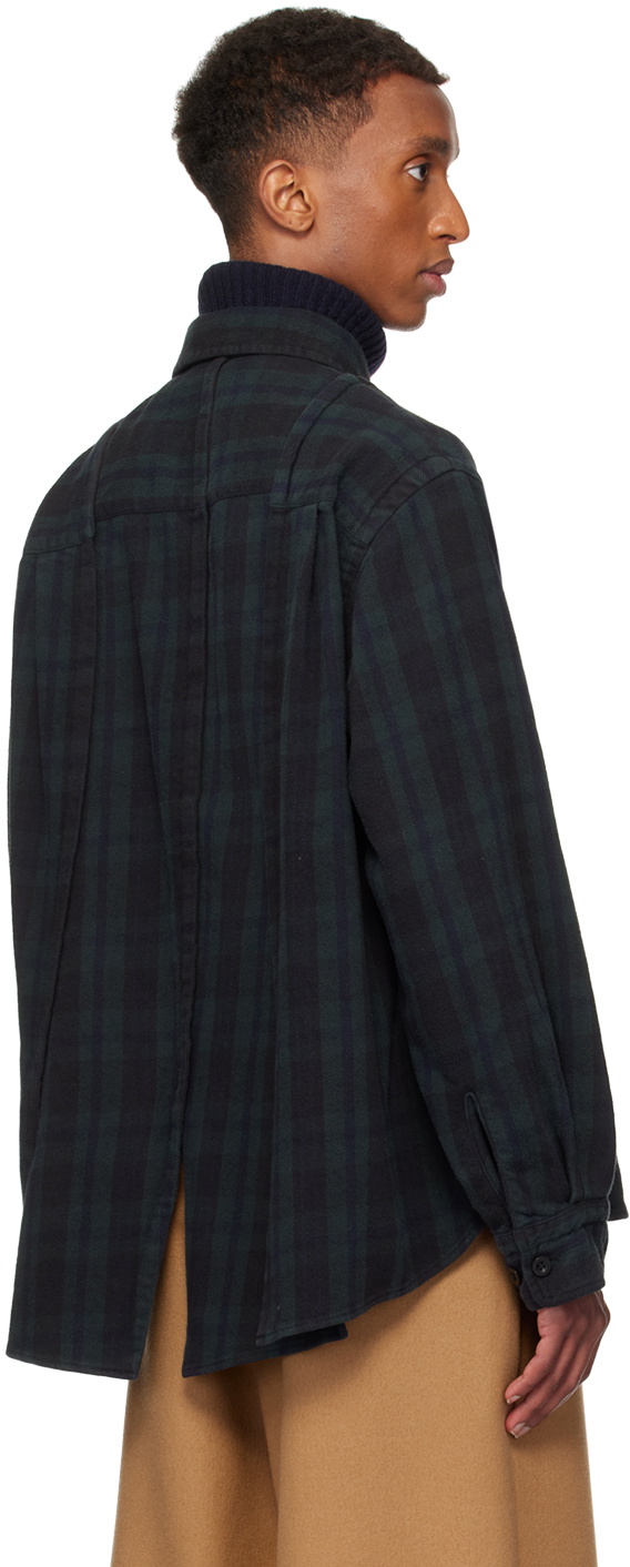sacai Black & Green Plaid Shirt Sacai