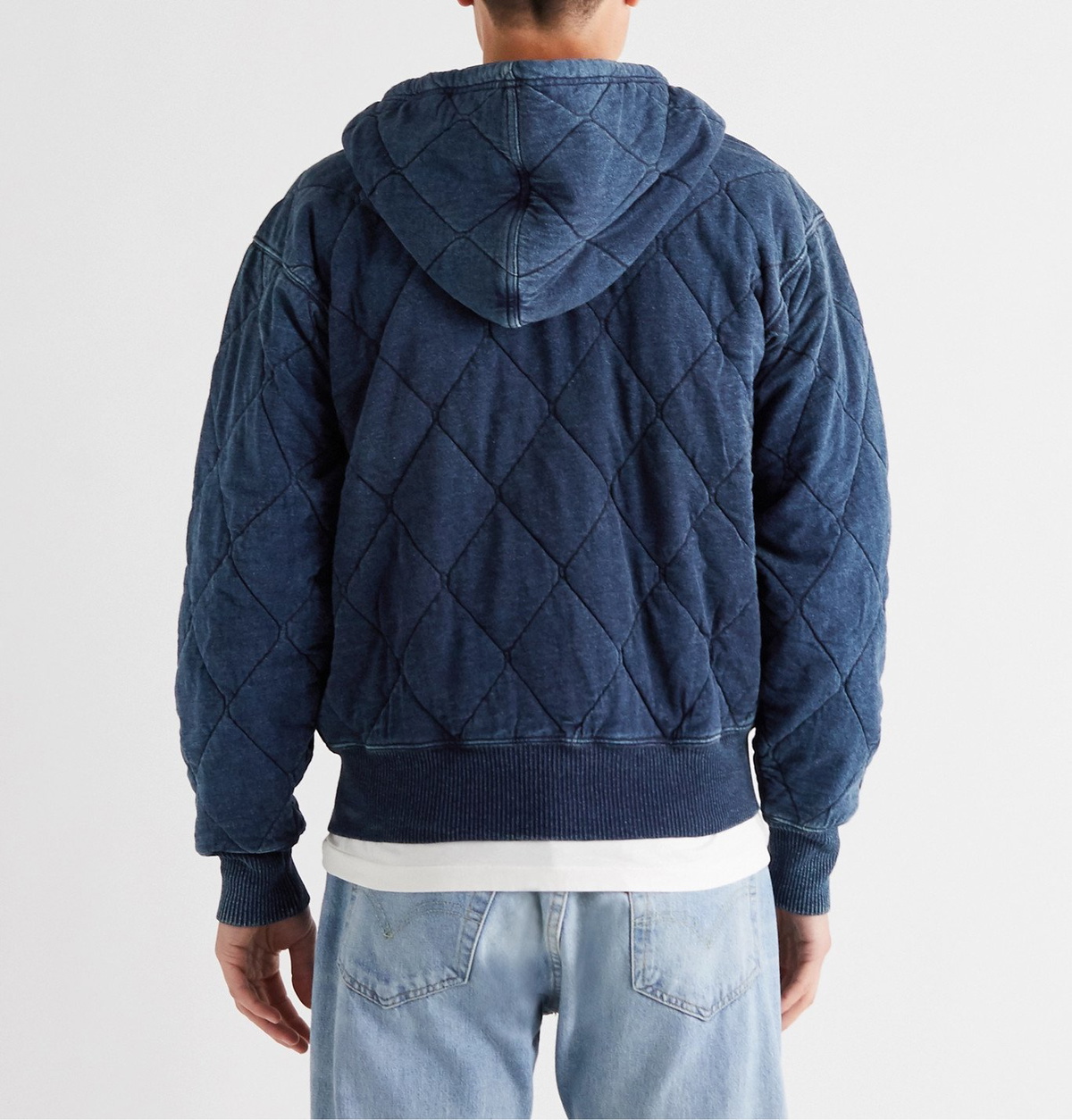 RRL - Quilted Cotton-Jersey Zip-Up Hoodie - Blue RRL