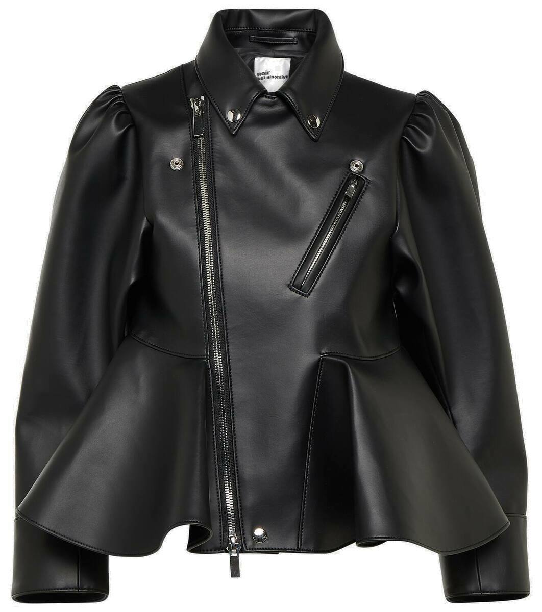 Noir Kei Ninomiya Black Synthetic Faux-Leather Jacket Noir Kei