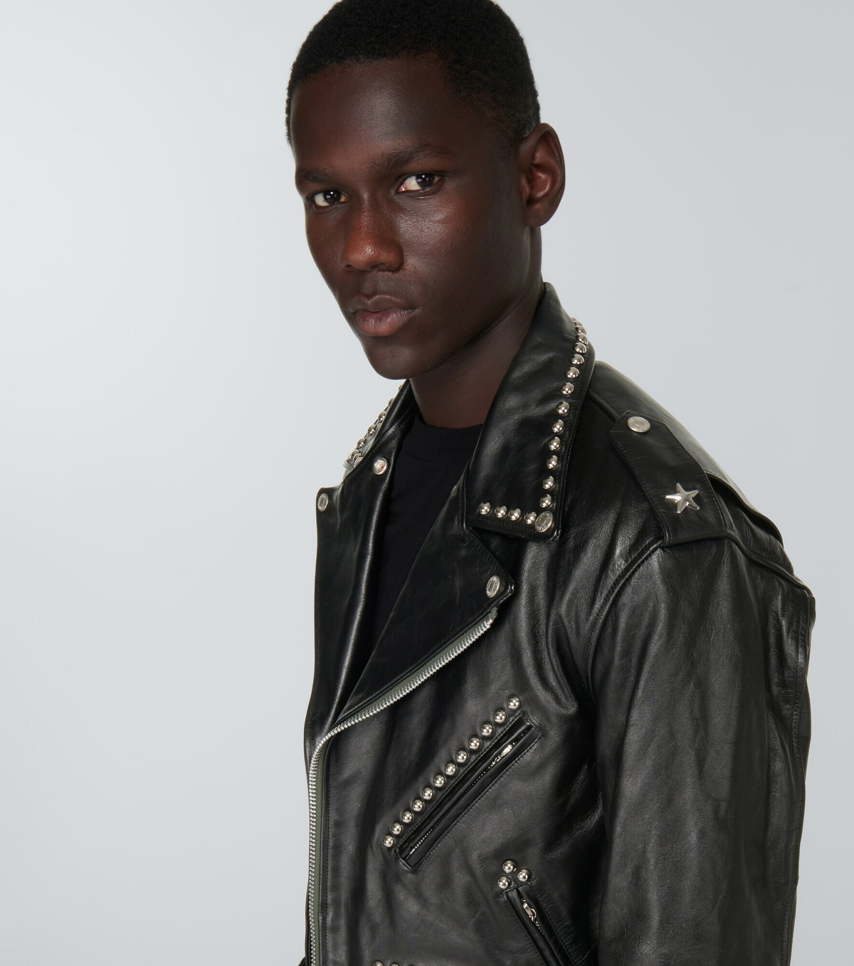 Sacai - x Schott studded leather jacket Sacai