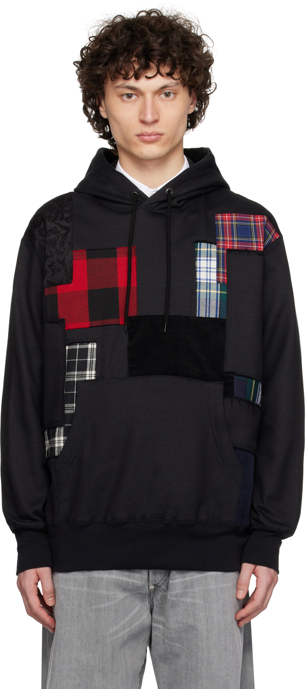 Junya Watanabe Black Patchwork Hoodie Junya Watanabe