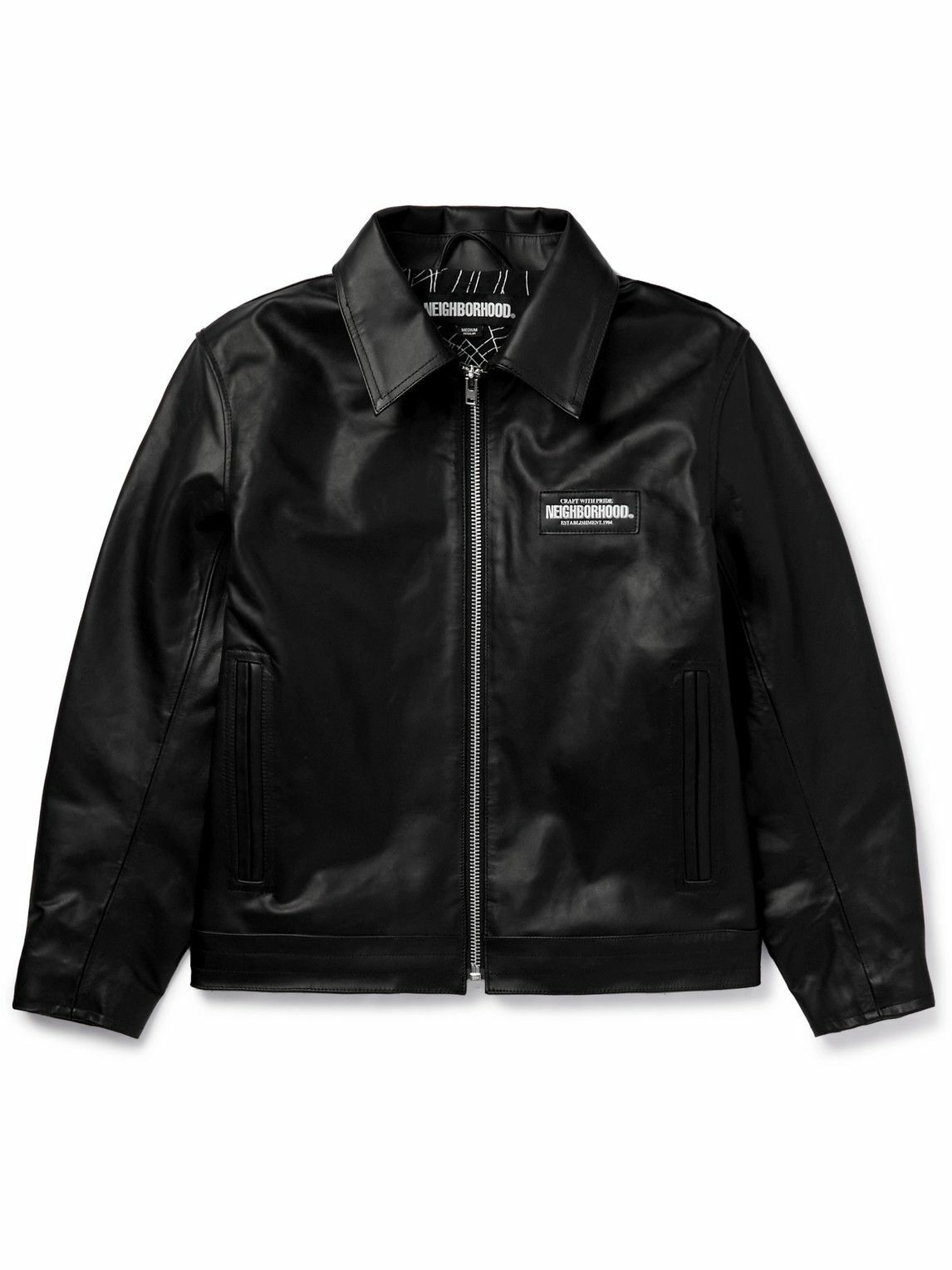 Neighborhood - Logo-Appliquéd Leather Jacket - Black Neighborhood