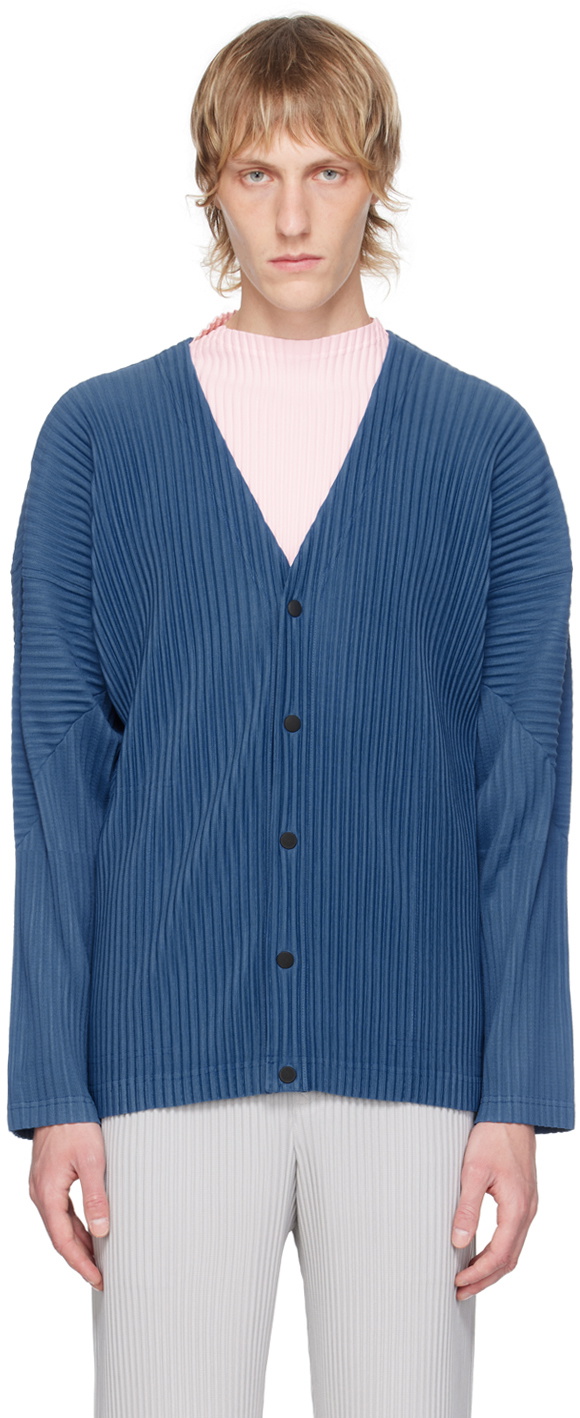 HOMME PLISSÉ ISSEY MIYAKE Blue Pleated Cardigan Homme Plisse Issey