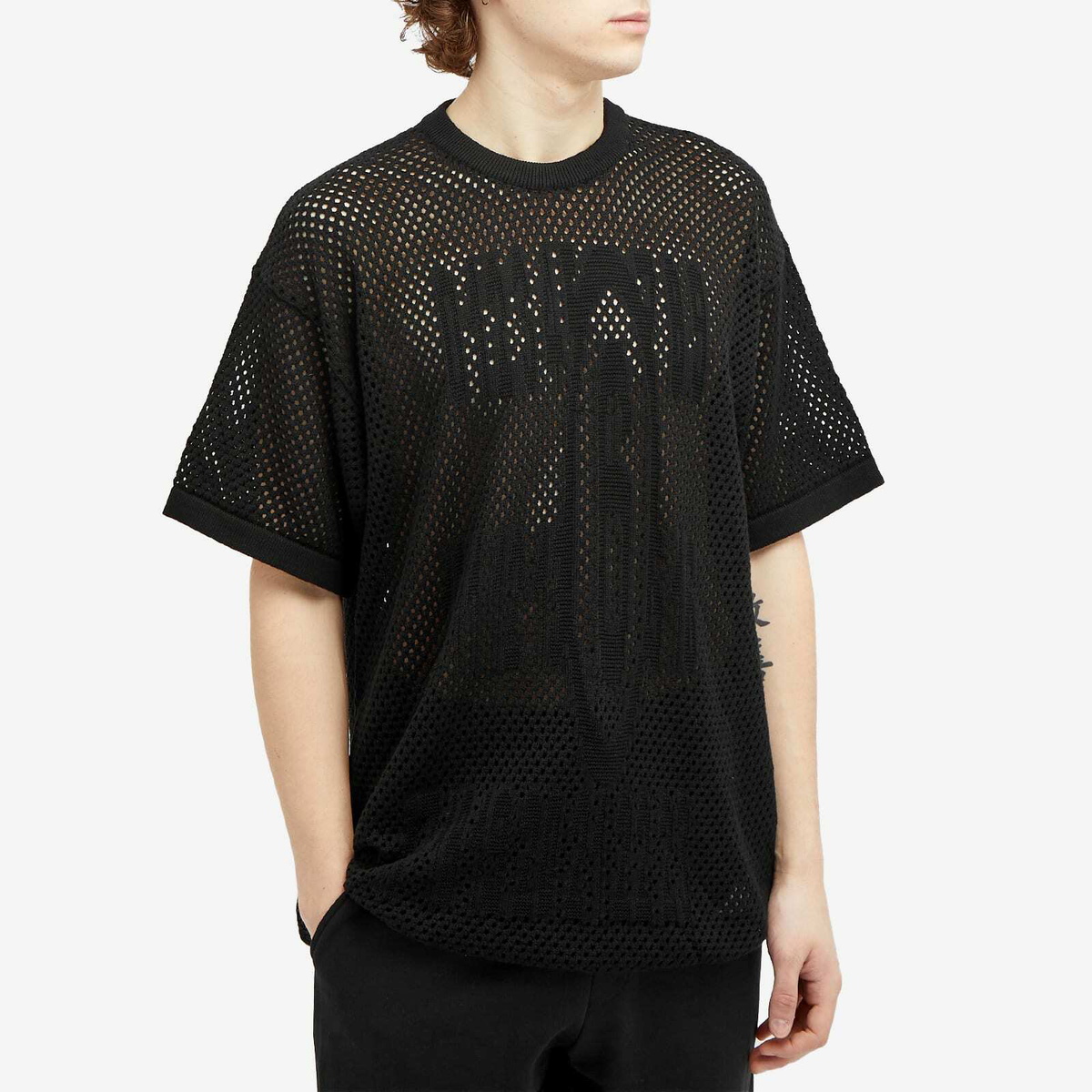 MM6 Maison Margiela Men's Mesh Stretched Number T-Shirt in Black