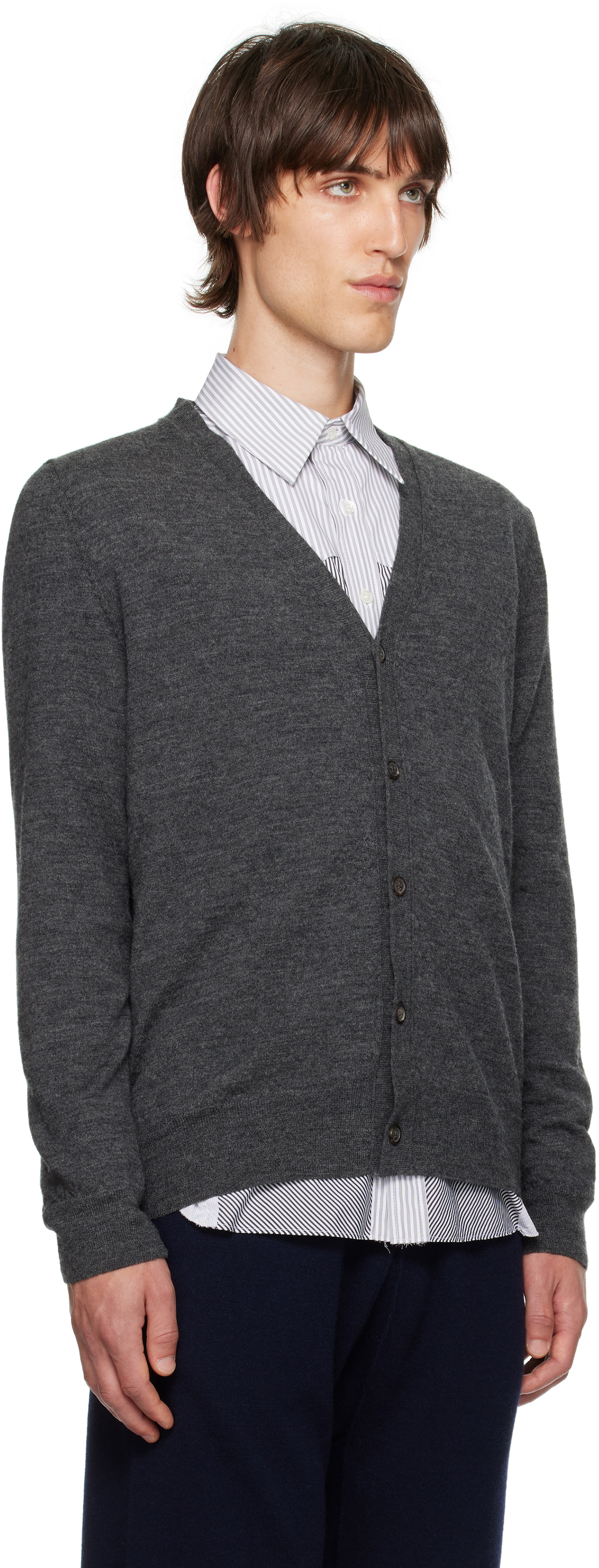 Maison Margiela Gray Elbow Patch Cardigan Maison Margiela