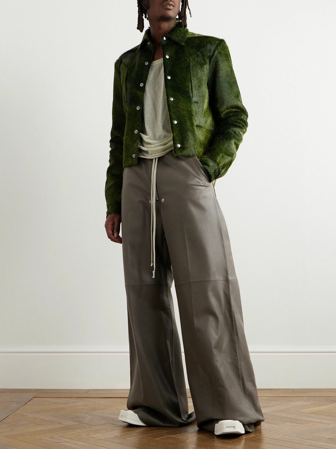 Rick Owens - Alice Strobe Cropped Pony Hair Jacket - Green Rick Owens