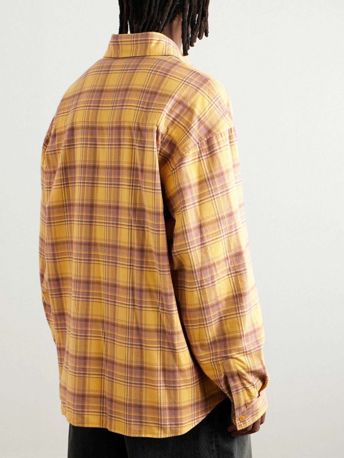 Balenciaga - Reversible Checked Cotton-Flannel Shirt - Yellow