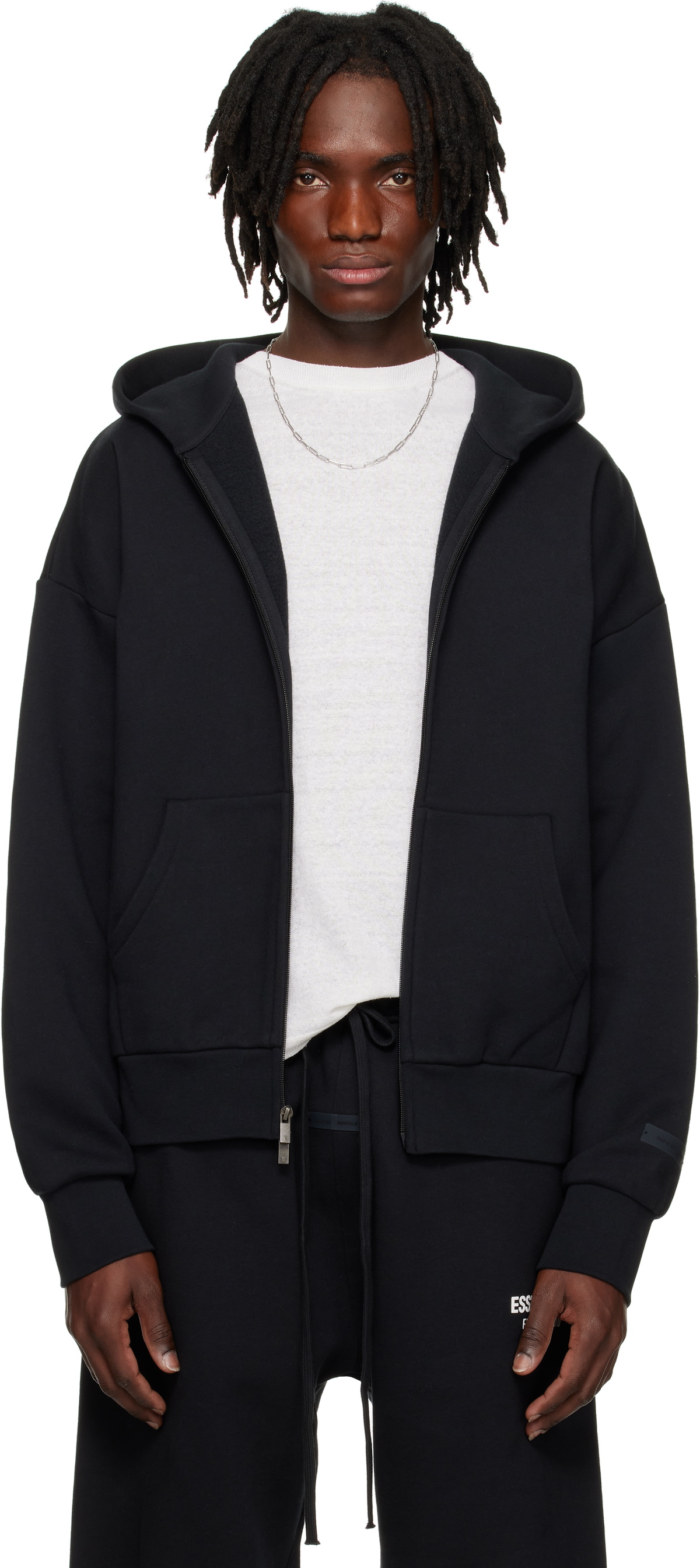 Fear of God ESSENTIALS Black Classic Full Zip-Up Hoodie Fear Of