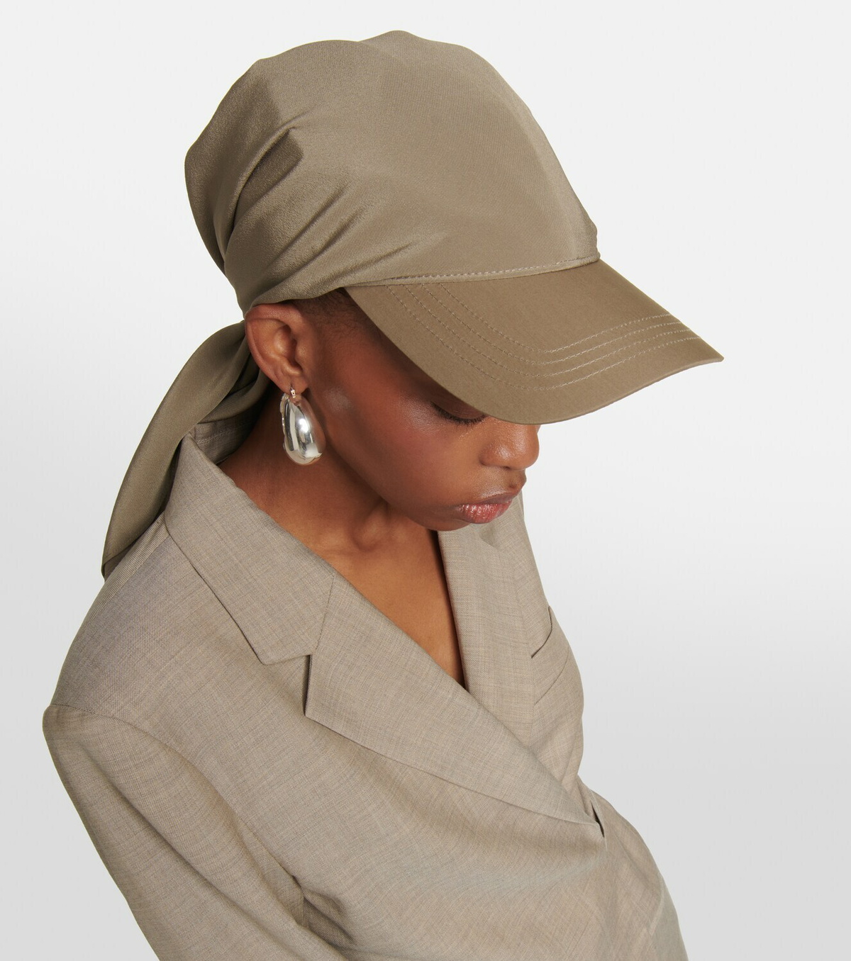 Toteme - Scarf-detail cotton and silk baseball cap Toteme