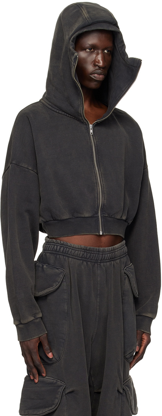 Entire Studios Black Cropped Full Zip Hoodie Entire Studios