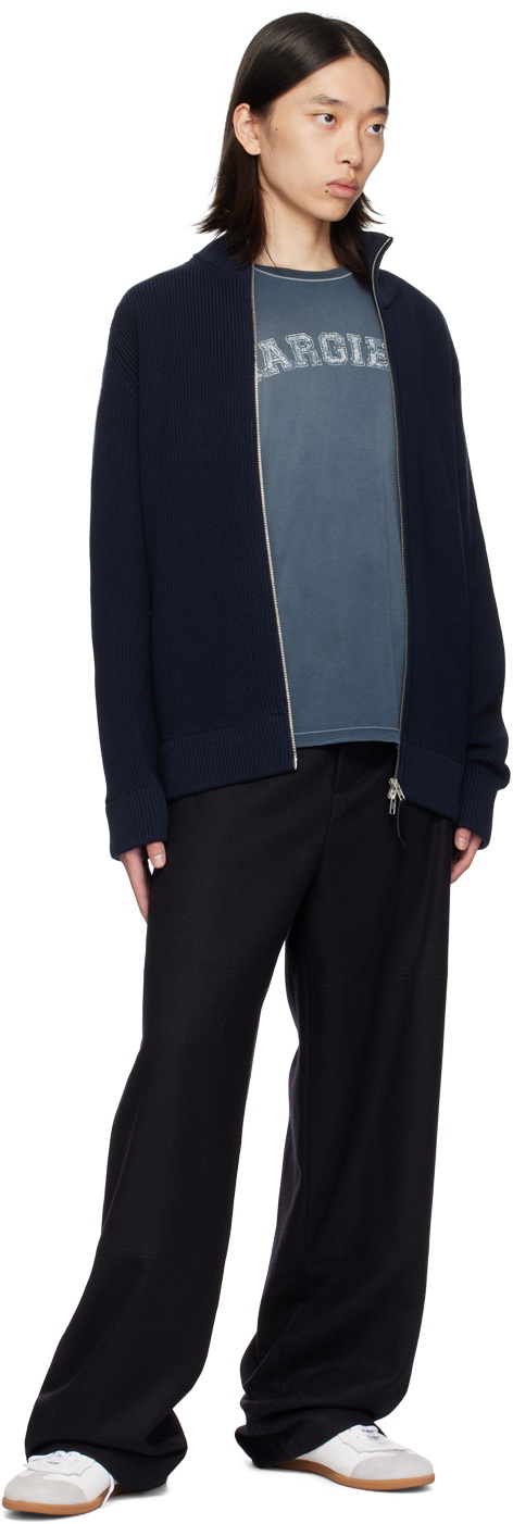 Maison Margiela Navy Knit Zip-Up Sweater Maison Margiela