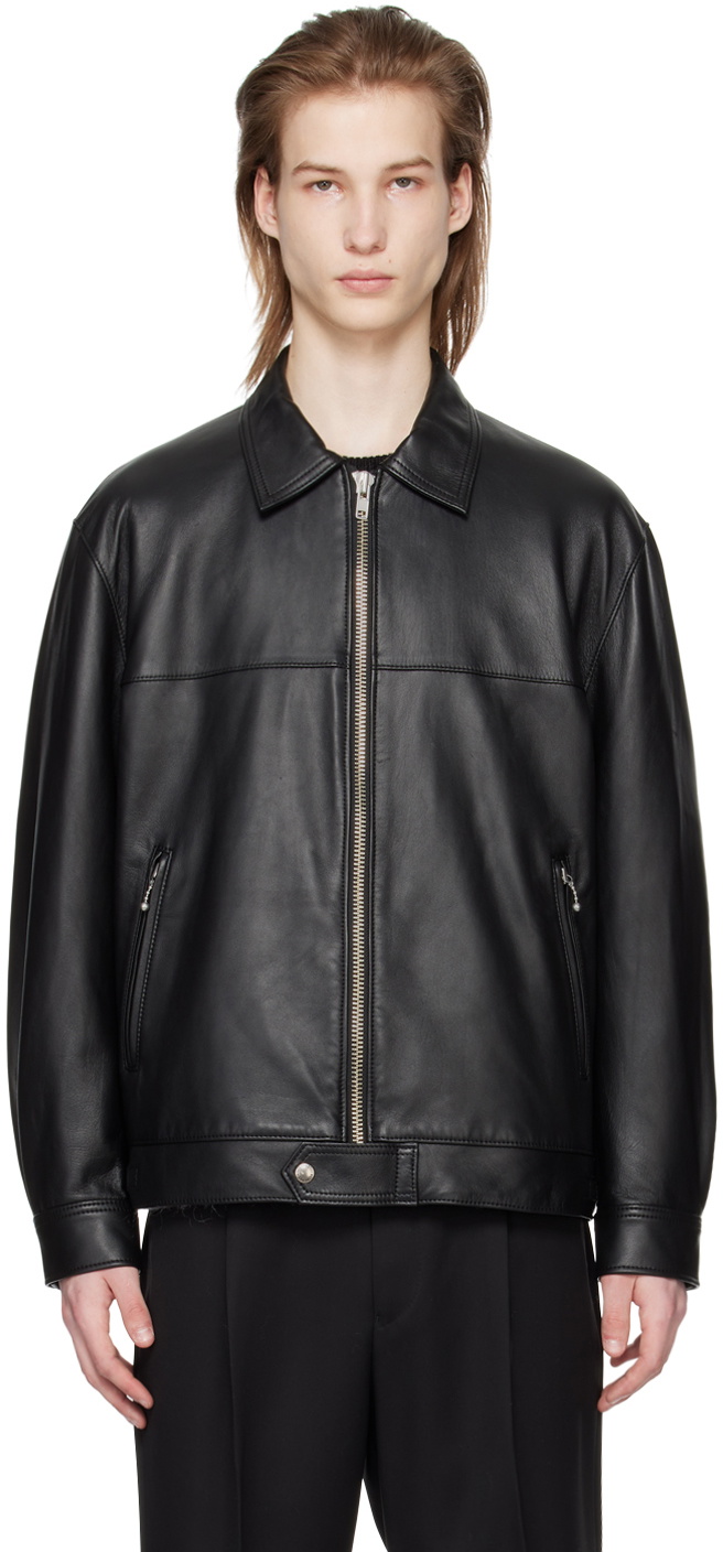 WACKO MARIA Black Double Riders Leather Jacket Wacko Maria