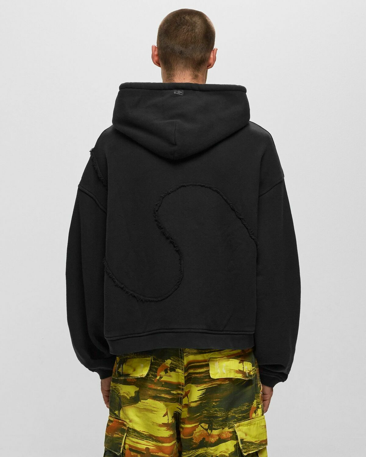 Erl Unisex Swirl Premium Fleece Hoodie Knit Black Hoodies ERL