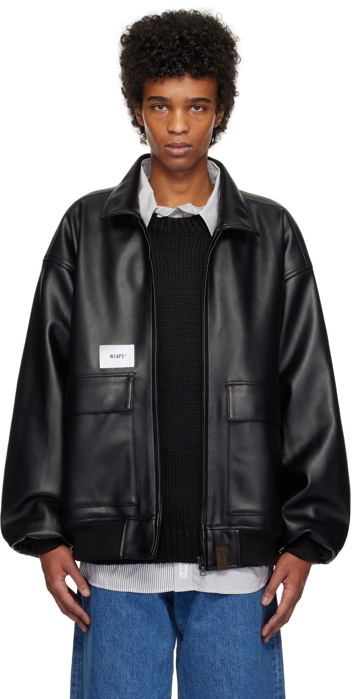 WTAPS Black WA2 Faux-Leather Jacket WTAPS