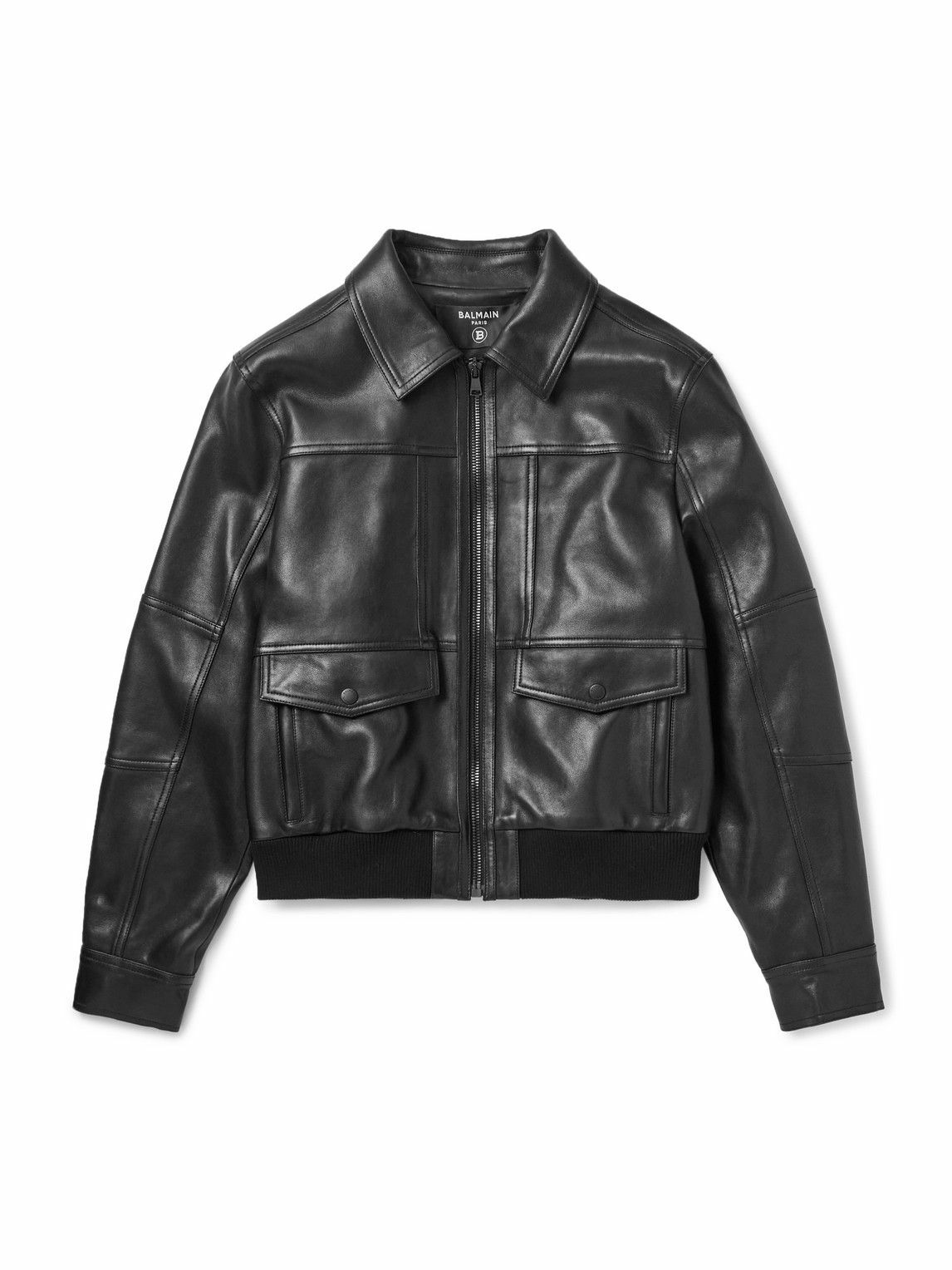 Balmain - Slim-Fit Panelled Leather Bomber Jacket - Black Balmain