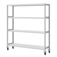 双福鋼器 軽中量ラック 200kg キャスター付 本体 （天地4段） 幅1865