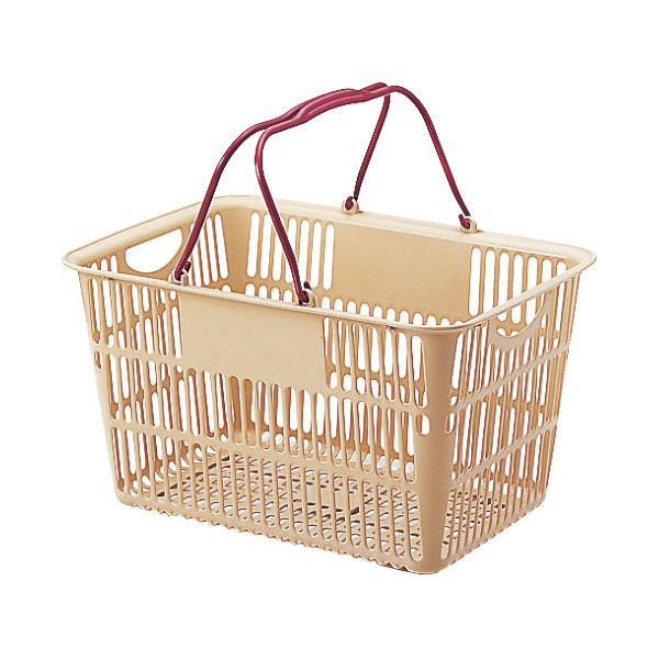 遠藤商事 ショッピングバスケット U-28 ベージュ/エンジ ASYF503 1個