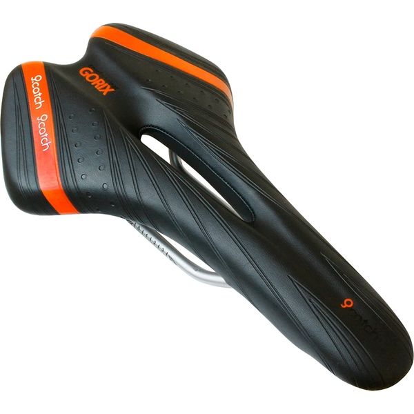 GORIX 自転車サドル ブラック×オレンジ A6-1 1個（直送品） - アスクル