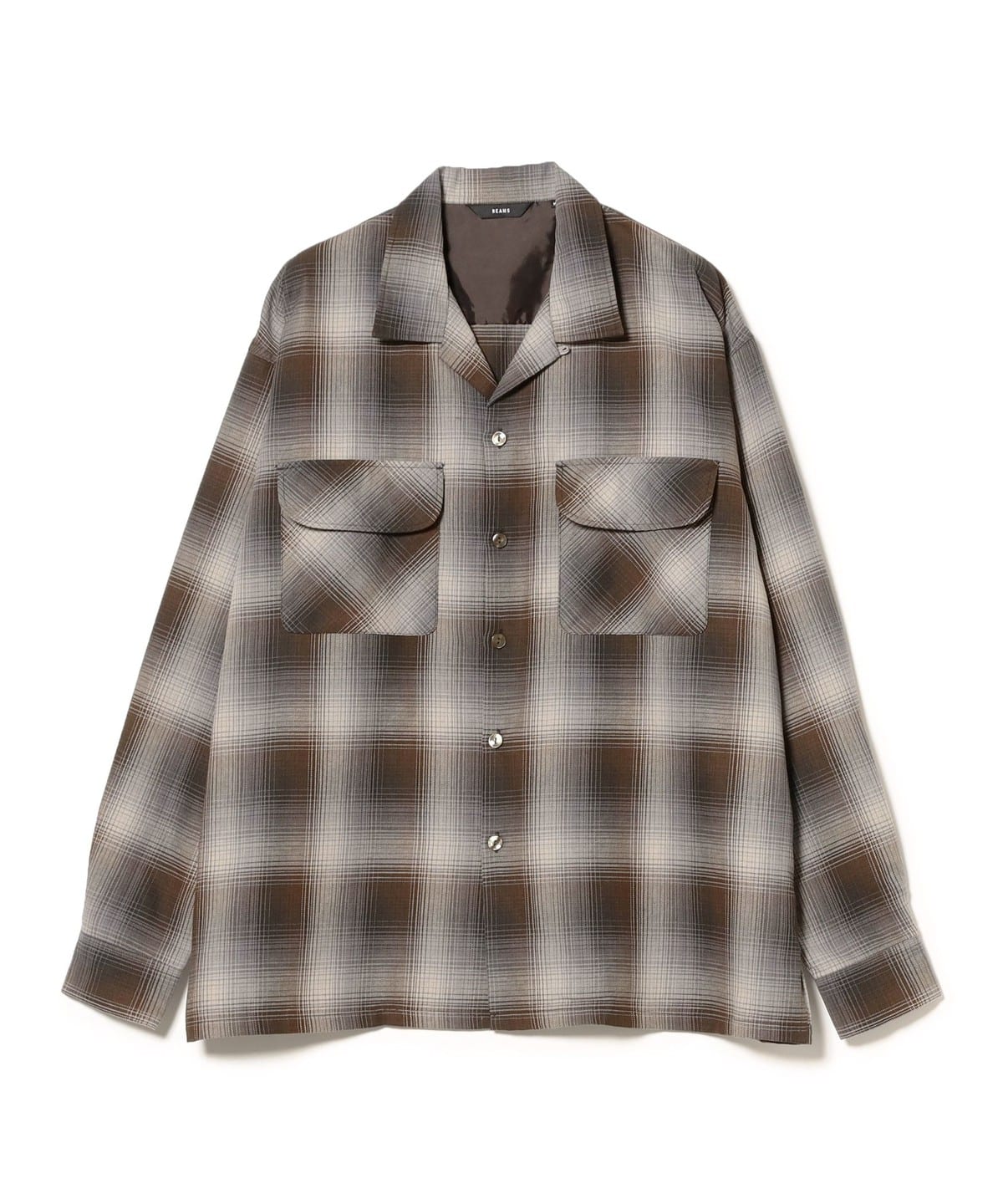 BEAMS（ビームス）オンブレチェック オープンカラー シャツ（シャツ