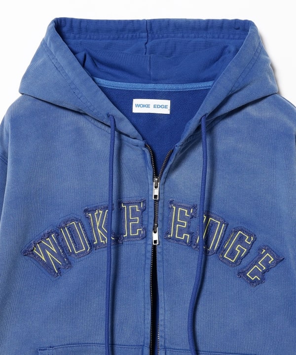 BEAMS（ビームス）WOKE EDGE / Faded Embroidery Zip Up Hoodie