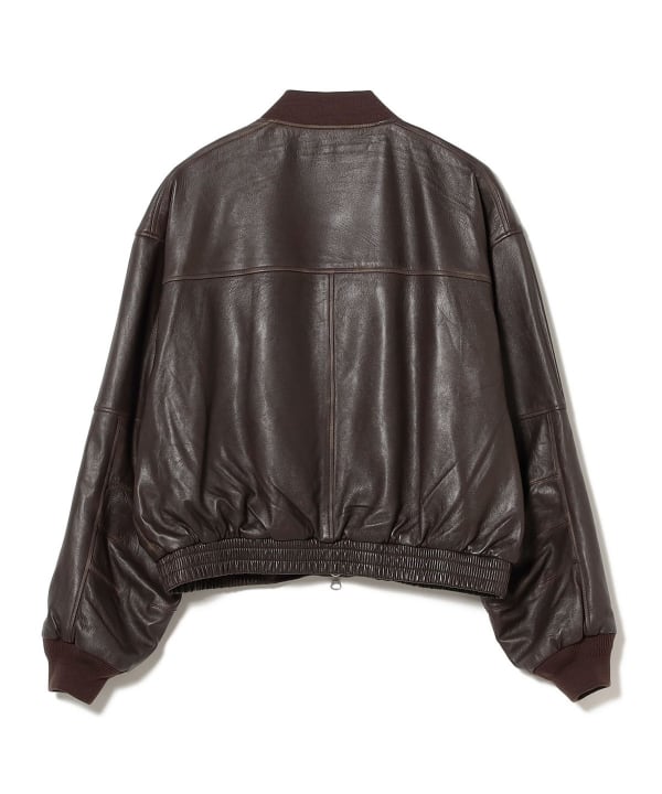 BEAMS（ビームス）ワイドショートフィット ユーズド加工 レザー