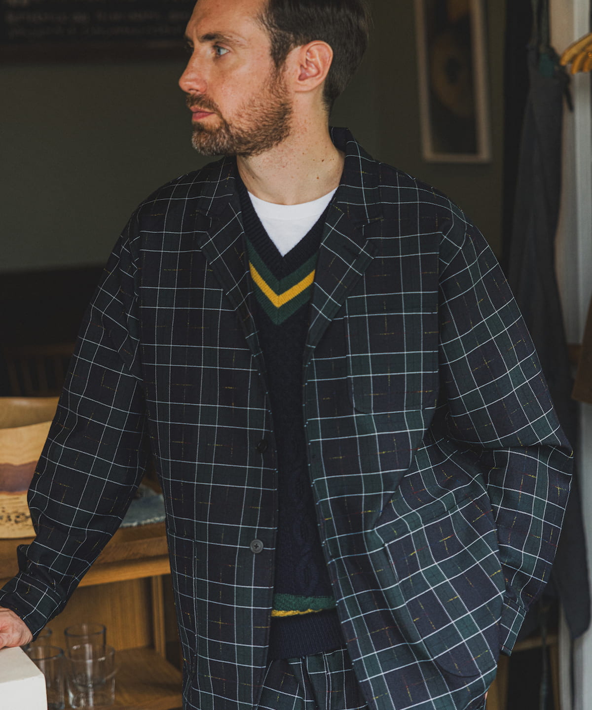 BEAMS PLUS（ビームス プラス）ウール ポリエステル タータンチェック