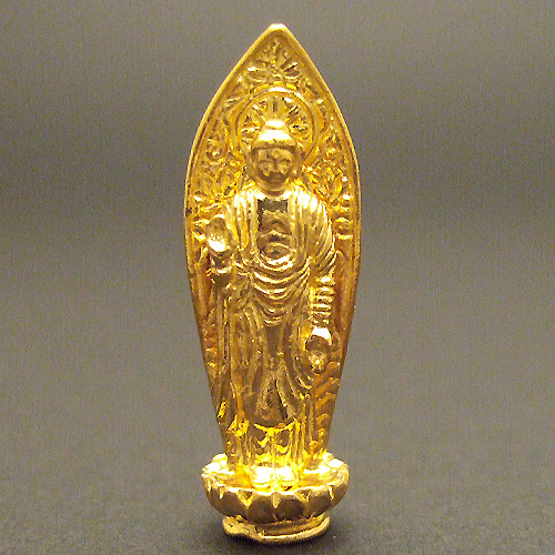 仏教美術！【朝鮮仏 小仏 金色青銅 木箱入 佛・K50・骨董】☆観音 如来